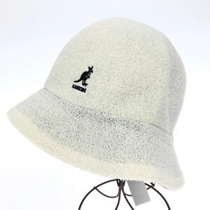 未使用品◆KANGOL カンゴール バケットハット 帽子 L◆ ブラック/ホワイト リバーシブル　ロゴ刺繍 ユニセックス 帽子 服飾小物