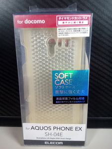 エレコム シャープ AQUOS PHONE EX SH-04E スマホ ソフトケース 液晶保護フィルム 付き docomo ダイヤモンドカット ラメ