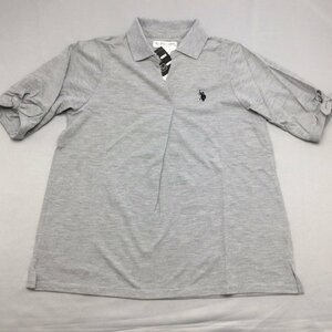 【送料無料】【新品】US.POLO.ASSN　レディース五分袖スキッパーポロシャツ＜カットソー＞（吸水速乾 UVカット）　M　　モクグレー★22101