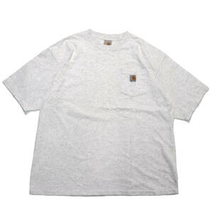 [XL程度] 90s 00s Carhartt ポケット Tシャツ アッシュ グレー ヘザー 杢 カーハート ロゴ ビンテージ vintage 80s USA