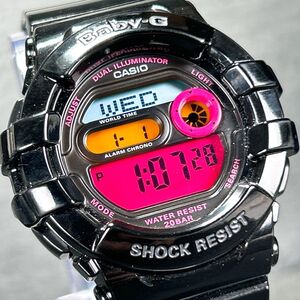 美品 CASIO カシオ Baby-G ベビージー BGD-140-1B 腕時計 デジタル クオーツ 多機能 カレンダー ブラック ステンレススチール 電池交換済み