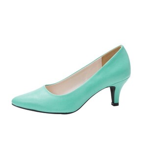 ◆新品 未使用　6cmヒールポインテッドトゥパンプス　靴　Shoes　くつ　グリーンヌバック調　緑色　Green　通勤　履きやすい 23.5cm