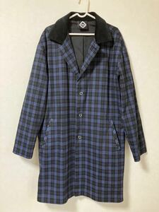 【美品】 TRYTOTALK　コート　ジャケット　ロング　チェック　チェスターコート　上着　ミドル　青　黒