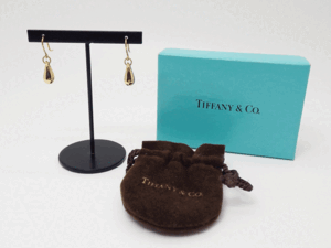 TIFFANY&Co ティファニー エルサ・ペレッティ ティアドロップ ピアス イエローゴールド K18YG 750 重量5.8g　中古美品　送料無料！！