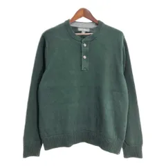 Eddie Bauer エディーバウアー ヘンリーネック コットン ニット セーター アウトドア グリーン (メンズ XL) 中古 古着 T0869