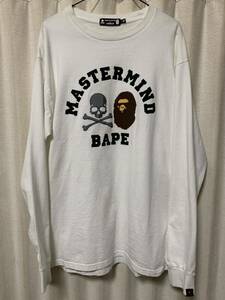 rare mastermind vs A BATHING APE MM VS BAPE L/S TEE WHITE サイズXL ロングTシャツ マスターマインド アベイシングエイプ