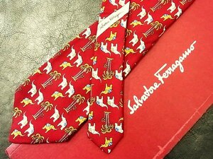 ★良品★3R05458【Ferragamo】フェラガモ「象 ゾウ 動物 柄」ネクタイ