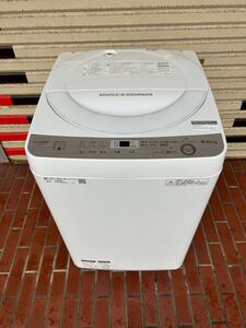 【2018年製/通電確認済】 全自動洗濯機 SHARP シャープ　ES-GE6B-W ホワイト 白 ホース付き 6.0kg 生活家電　らくらく家財 手渡し可