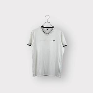 人気 Armani Jeans アルマーニジーンズ Tシャツ 無地 ホワイト系 ロゴプリント ストレッチ機能 伸縮性抜群 メンズ サイズ M ネ 衣類B