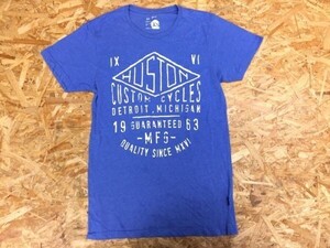 HUSTON アメカジ ヒューストン 霜降り カットソー 半袖Tシャツ メンズ バングラデシュ製 薄手 カジュアル XS 水色