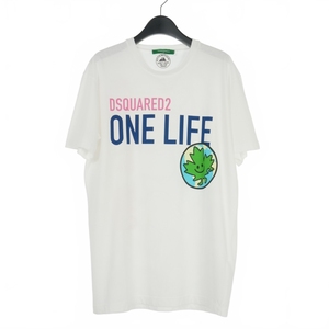 未使用品 ディースクエアード DSQUARED2 22SS ONE LIFE ONE PLANET プリント Tシャツ カットソー 半袖 M 白 ホワイト S78GD0056 国内正規