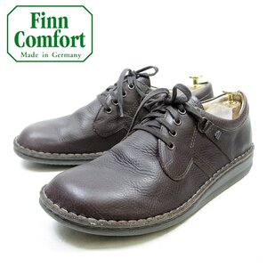 43表記　26.5cm相当　Finn Comfort　フィンコンフォート　バーサ　4ホール　レザーシューズ　レザー　ブラウン/24.12.18/P2034