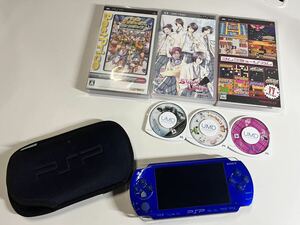 ジャンク品【通電未確認品】（充電コード無し）本体のみ psp 1000青 ソフト×6セット！PSP SONY ソニー ナムコミュージアム ブラッドライン