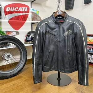 ☆DUCATI by DAINESE ドゥカティ ダイネーゼ レザージャケット ブラック/52（L相当）◆バイク シングルライダース スポーツ アウター 本革