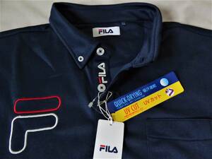 FILA GOLF フィラ ゴルフ 吸汗速乾 UVカット ストレッチ ボタンダウン長袖ポロシャツ　3L　紺