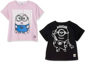 プーマ ミニオンズ コラボ キッズ 半袖Tシャツ 2枚セット 116 ピンク ブラック Minions 子供用 女の子 ジュニア 送料370円