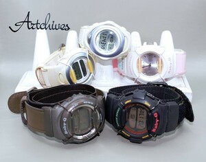 ☆時計☆1円～☆CASIO (カシオ)☆Baby-G クォーツ 腕時計5本セット☆稼動品☆電池交換済み☆『VRW-193』