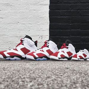 すべて正規店購入★ 4足セット☆ コンプリート NIKE AIR JORDAN 6 RETRO CARMINE 2021 ナイキ エア ジョーダン カーマイン 27 24 21 15cm