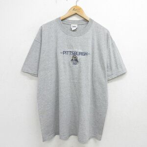 XL/古着 リー Lee 半袖 ビンテージ Tシャツ メンズ 00s ピッツバーグパンサーズ 刺繍 大きいサイズ クルーネック グレー 霜降り 24jul12 中