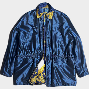 定価60万超! 90s エルメス リバーシブル ジャケット ミリタリー hermes reversible jacket france フランス シルク silk 40 レア NAVY 着