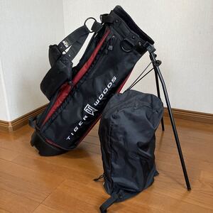 AB-206 NIKE ナイキ TIGERWOODS ジュニア 子供用 スタンドキャディバッグ ブラック×ボルドー スタンド型 4分割 全国送料無料