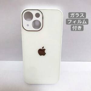 iPhone15Plusケース ホワイト ガラス製 アップル Apple スマホケース iPhone 15 プラス カバー