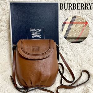 希少 美品 BURBERRY オールレザー ホースロゴ ショルダーバッグ 斜め掛 バーバリー