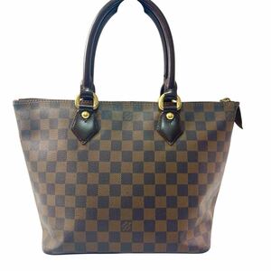 1円【美品】LOUIS VUITTON ルイヴィトン ダミエ サレヤPM ハンドバッグ トートバッグ N51183 ブラウン ゴールド エベヌ レディース A4