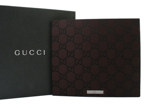 E25342 新品同様 極美品 GUCCI グッチ GG柄 総柄 マウスパッド ブラウン 茶 箱付き PC小物 パソコン用品 039・2118・1032