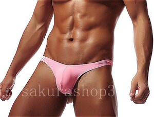 K669 Mサイズ セクシー ビキニ Tバック ピンク 透け スベスベ メンズ 下着 インナー 男性用 ショーツ 桃色 過激 新品 未使用