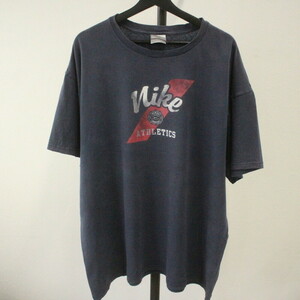 B406 2000年代製 NIKE ナイキ プリントTシャツ■00s 表記XLサイズ ネイビー アメカジ ストリート ビッグサイズ 古着 古着卸 オールド 90s