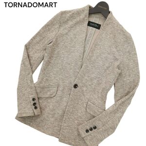 TORNADOMART トルネードマート 通年 メランジ パール ニット★ 1B ノーカラー ジャケット Sz.M　メンズ　A4T07562_6#O