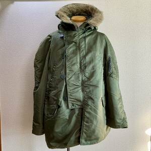 【made in USA】希少 90s ALPHA INDUSTRIES アルファ N-3B フライトジャケット L オリーブ USA製古着 ミリタリージャケット N3B アメリカ製