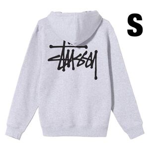 ステューシー BASIC STUSSY ZIP HOODIEパーカー Sグレー