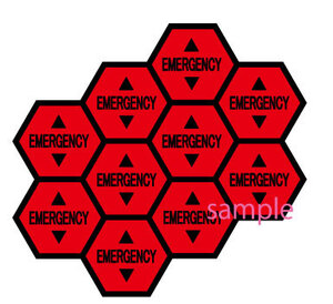 ev▲EMERGENCYステッカー10連1シートステッカー　▼非常事態 危険 注意 エマージェンシー▼受注生産