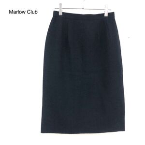 1O1527-W-N◆Marlow Club Burberrys マーロークラブ バーバリーズ スカート 裏地付き ひざ丈 後ろジップ オールドバーバリー◆size:9 黒 毛