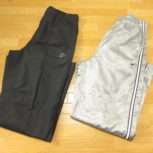 ◎美品！L 2本セット！NIKE ナイキ◆ジャージ&ナイロンパンツ トレーニングウェア◆メンズ グレー まとめ売り◆CA0439