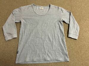 AVIREX アヴィレックス 7分丈Tシャツ リブ素材 グレー メンズ Lサイズ