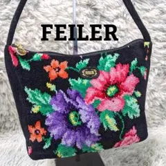 未使用級❀FEILER フェイラー ワンショルダーバッグ シュニール織 大柄 花