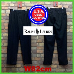 BP3-298★W82センチ位★USA古着★韓国製【Polo Ralph Lauren】ヘリンボーン 2タック ウール スラックスパンツ【W33 メンズ L】グレー