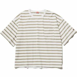 ナンガ NANGA ECO HYBRID LOOSE FIT BORDER TEE エコハイブリッド ルーズフィットティー　白緑