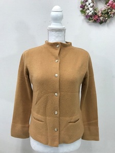 1739　GIANNI　LO　GIUDICE　MILANO　　カシミヤ100％ノーカラーアウターカーディガン　　サイズ：36　色：ブラウン