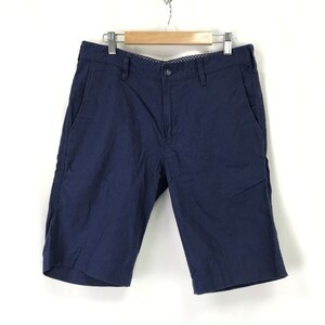 メンズビギ/UnionStation/ユニオンステーション★麻55%/ハーフ/ショートパンツ【W80cm/メンズM程度/navy/ネイビー】Pants/Trouser◆BH644