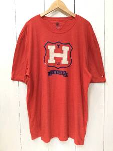 Tommy Hilfiger トミーヒルフィガー コットン半袖Tシャツ 袖ロゴ プリントTシャツ メンズXXL 良品綺麗