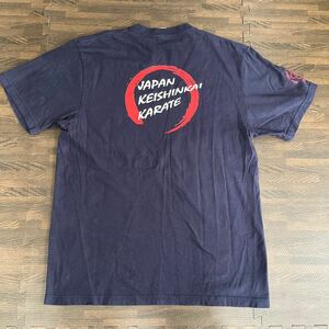 啓心会　空手　Tシャツ ネイビー　半袖 ユナイテッドアスレ　綿100% XLサイズ