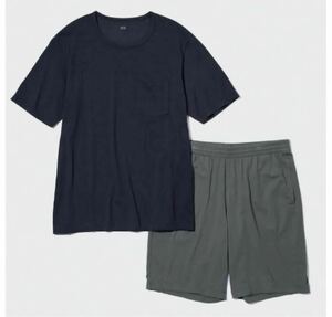 セットアップ　UNIQLO エアリズムコットンセット　部屋着　Tシャツ　ハーフパンツ　半ズボン