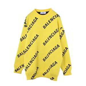 BALENCIAGA 657528 ARDROBE UNISEX ロゴ プルオーバーニット XS イエロー バレンシアガ KL4BCABA59