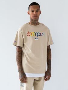 希少!未使用★KITH × CHAMPION DOUBLE LOGO TEE★キス × チャンピオン クラシック ダブルロゴTシャツ★カラー:サンド★USサイズ:S(JPN M)