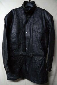 ◆ヴィンテージ レトロデザイン◆ベルト付きラムレザーコート 黒◆