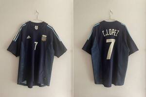 A7/168★2002 日韓W杯★World Cup★ロペス★アディダス adidas アルゼンチン代表 ARGENTINA 02 Away ユニフォーム No7 日本正規品☆2XO